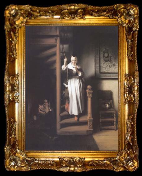 framed  Nicolas Maes The Listening Housewife (mk25, ta009-2